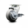 Service Caster 4 Inch Thermoplastic Rubber Swivel Caster with Roller Bearing and Brake SCC SCC-20S420-TPRRF-TLB